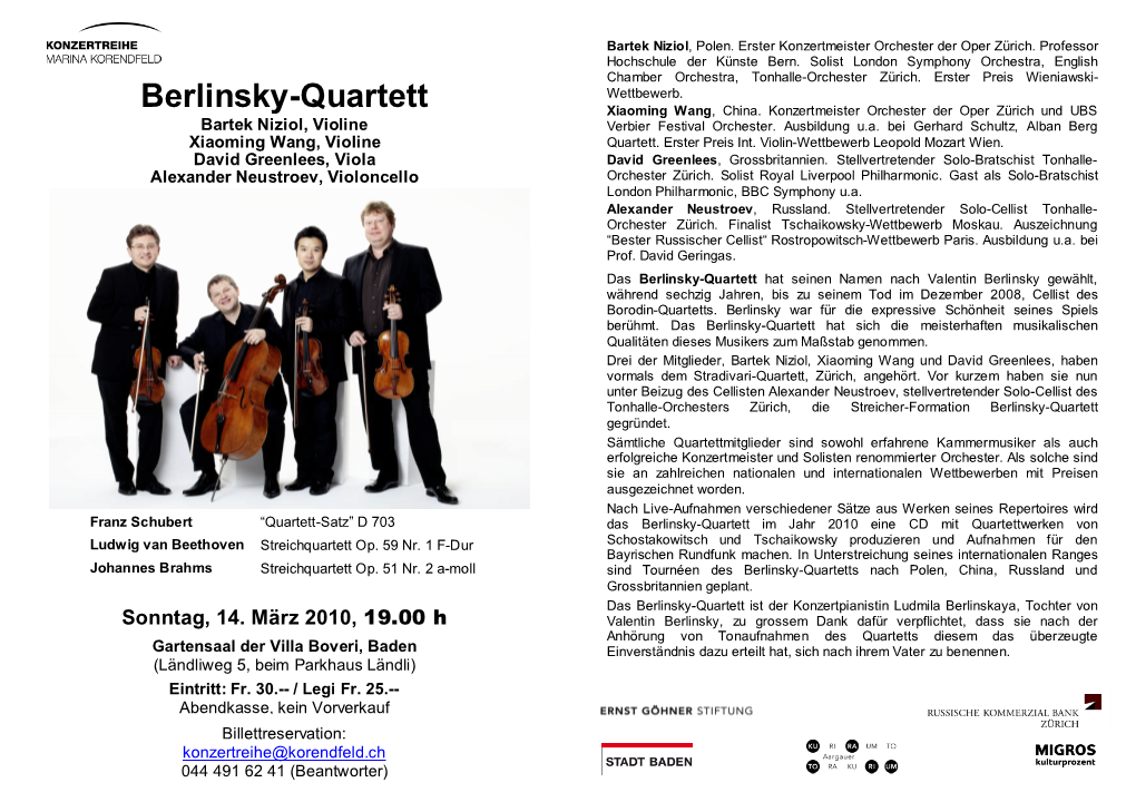 Berlinsky-Quartett Xiaoming Wang, China