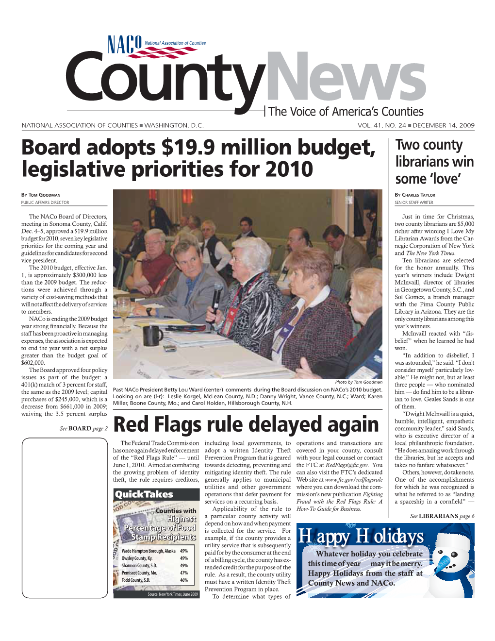 Board Adopts $19.9 Million Budget, Legislative Priorities for 2010 Red