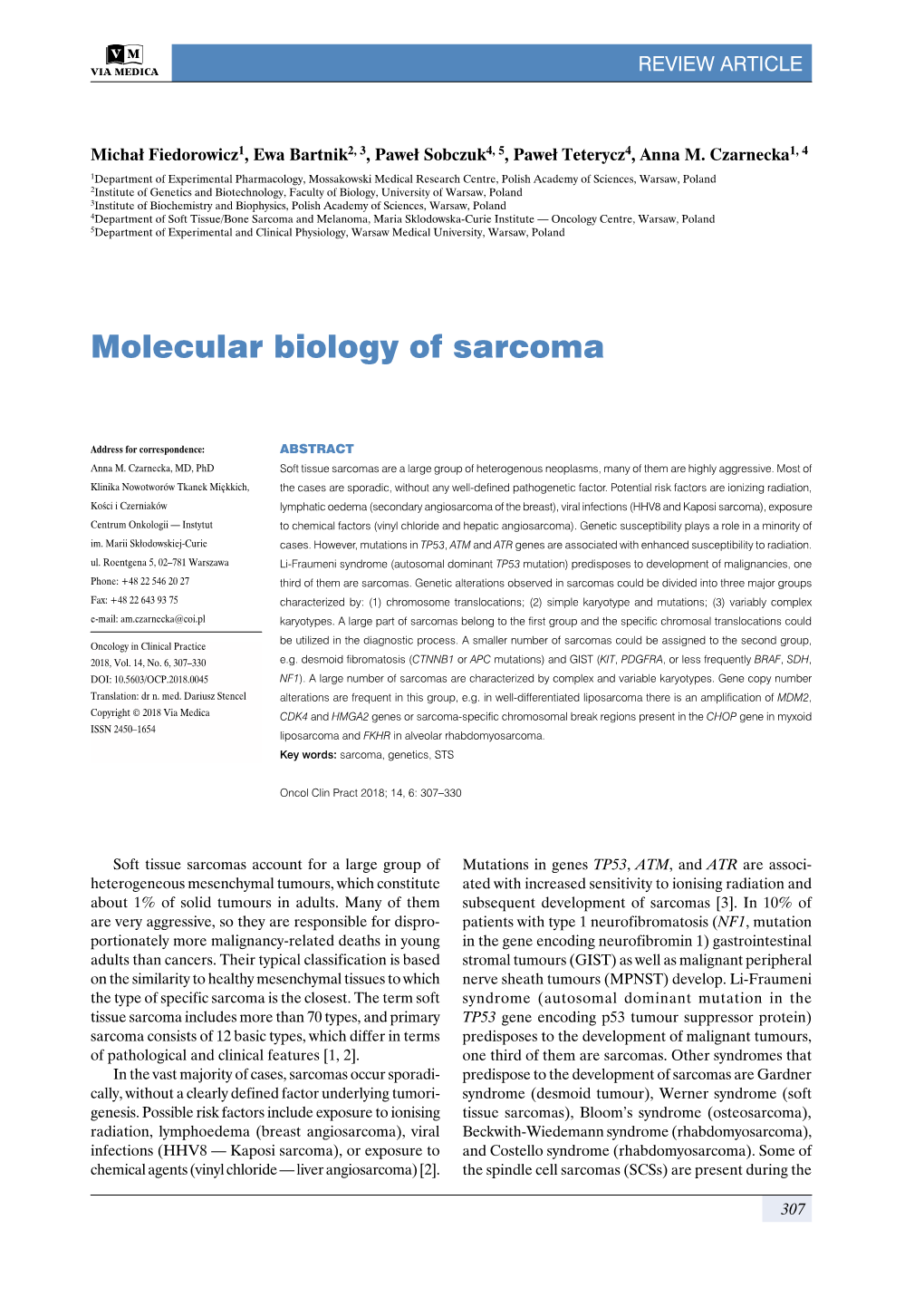 Molecular Biology of Sarcoma