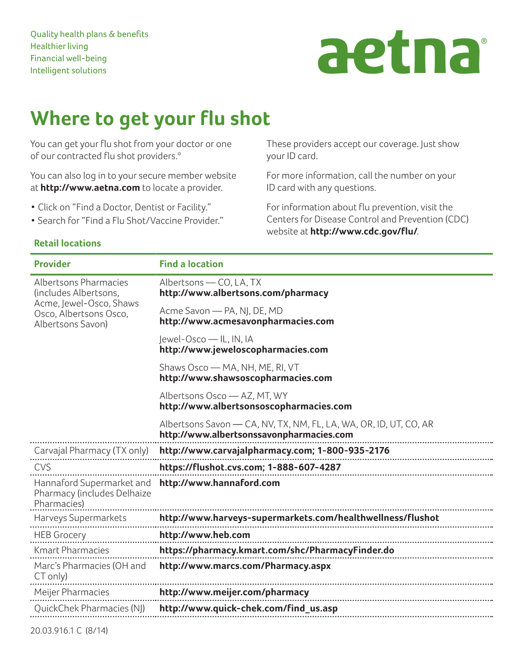 Where to Get Your Flu Shot You Can Get Your Flu Shot from Your Doctor Or One These Providers Accept Our Coverage