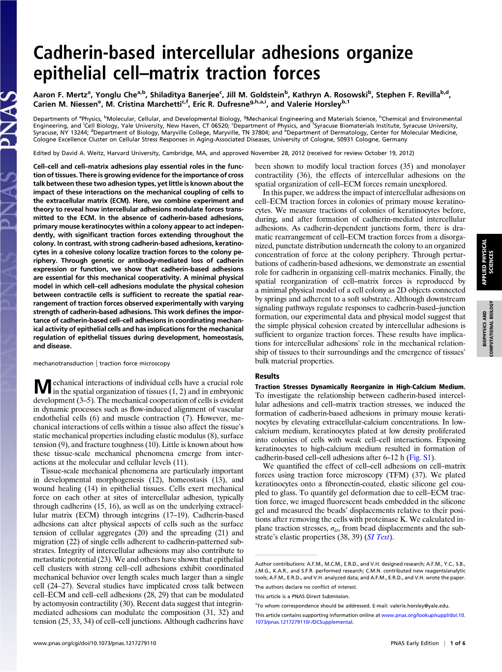 Cadherin-Based Intercellular Adhesions Organize Epithelial Cell–Matrix Traction Forces