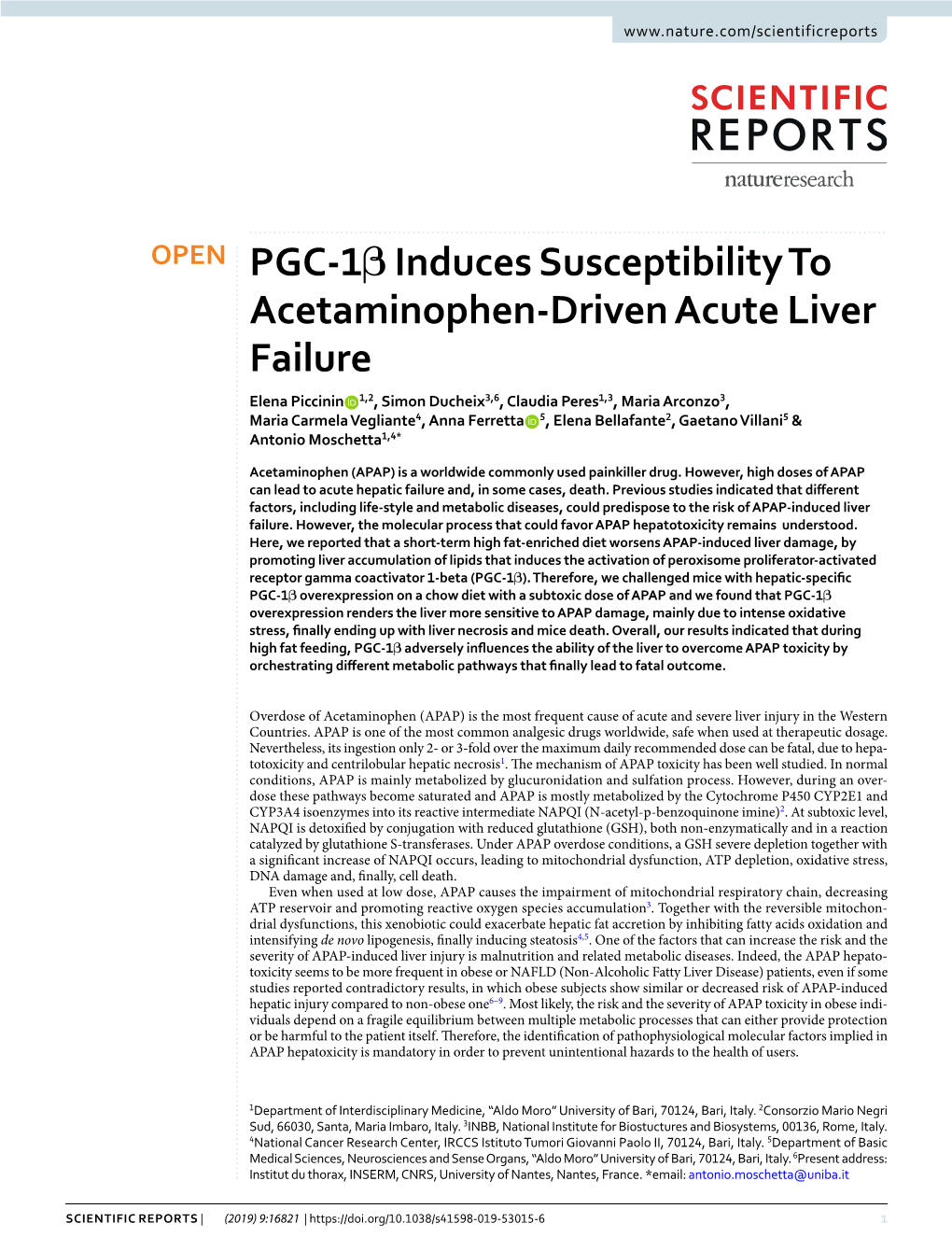 PGC-1Β Induces Susceptibility to Acetaminophen-Driven Acute Liver