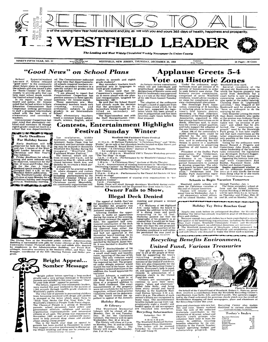 2 WESTFIELD LEADER the Leading and Most Widely Circulated Weekly Newspaper in Union County