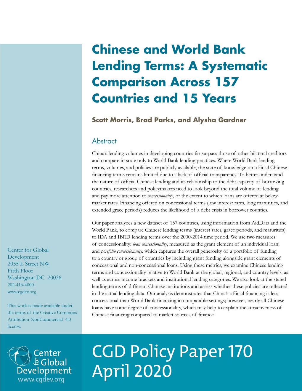 Chinese and World Bank Lending Terms: a Systematic Comparison Across 157 Countries and 15 Years