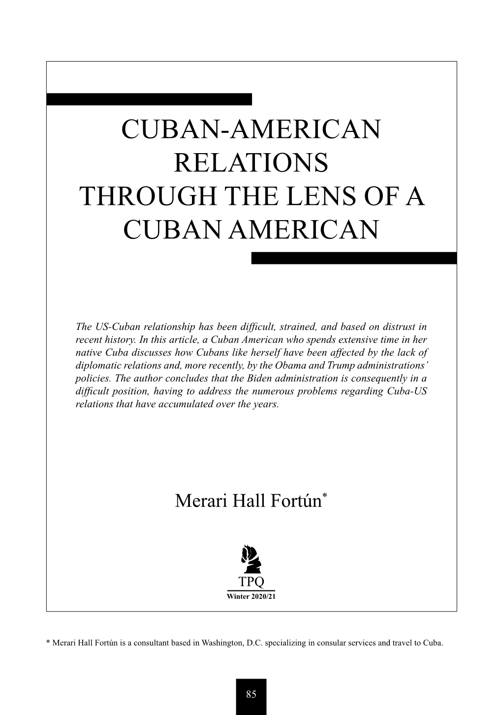 Cuban-American Relations Through the Lens of a Cuban American