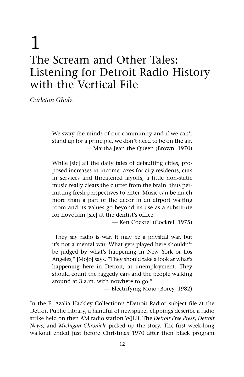 Listening for Detroit Radio History with the Vertical File Carleton Gholz