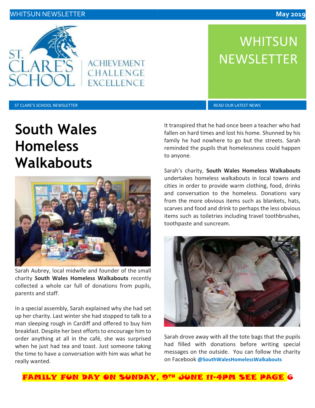 WHITSUN NEWSLETTER South Wales Homeless Walkabouts