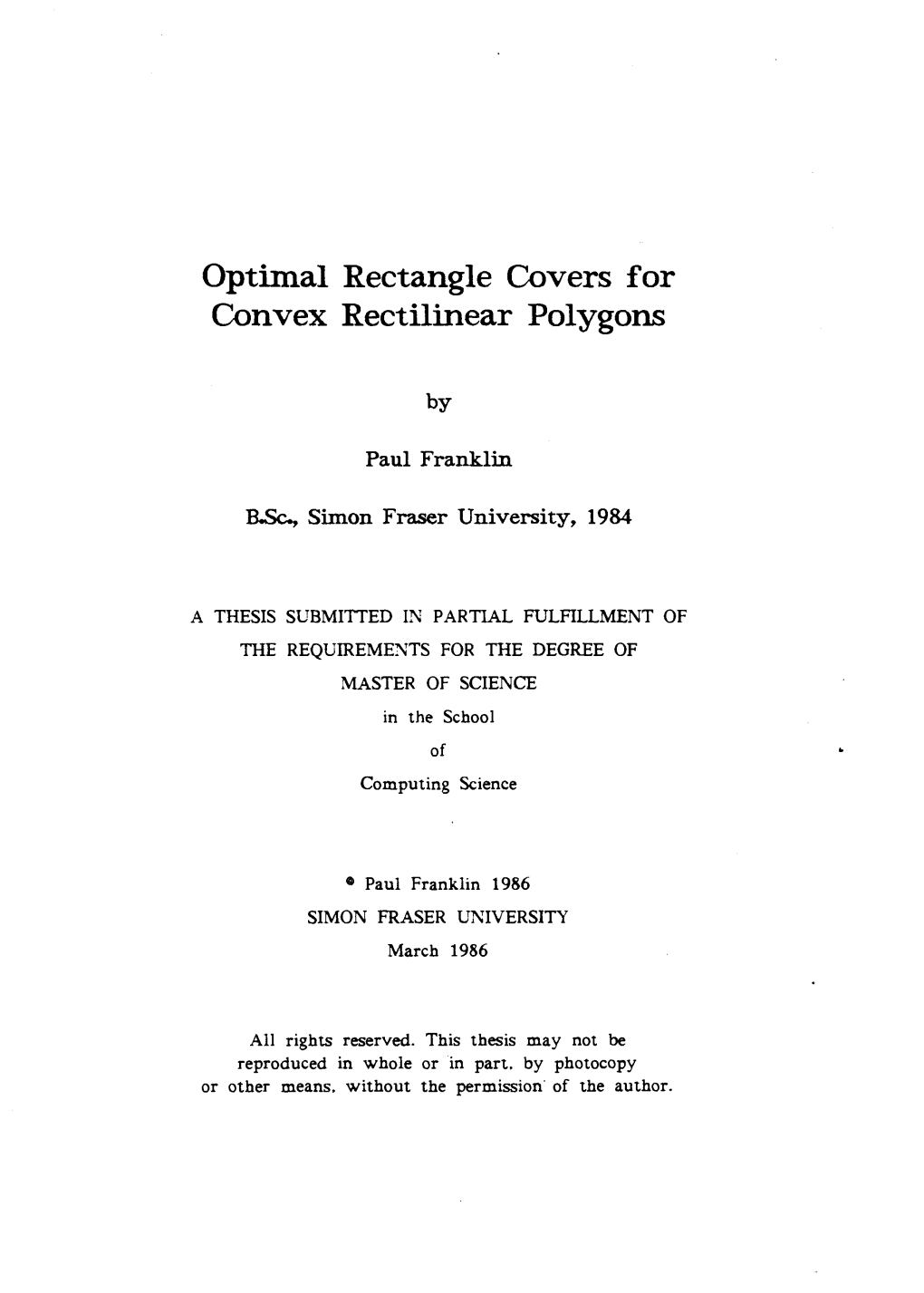 Optimal Rectangle Covers for Convex Rectilinear Polygons