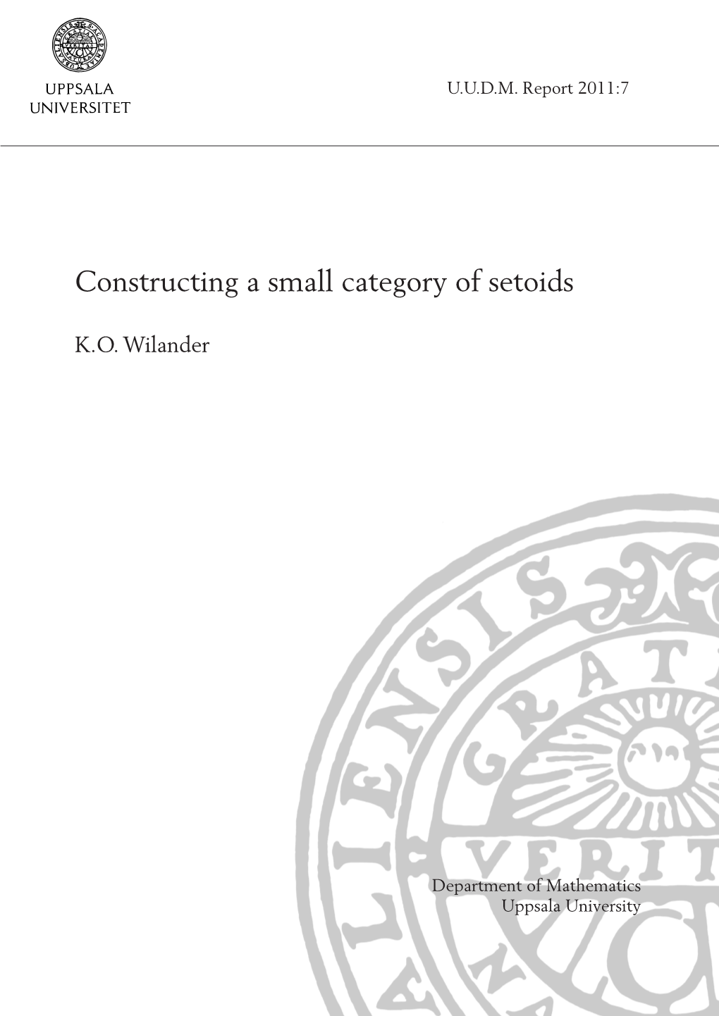 Constructing a Small Category of Setoids