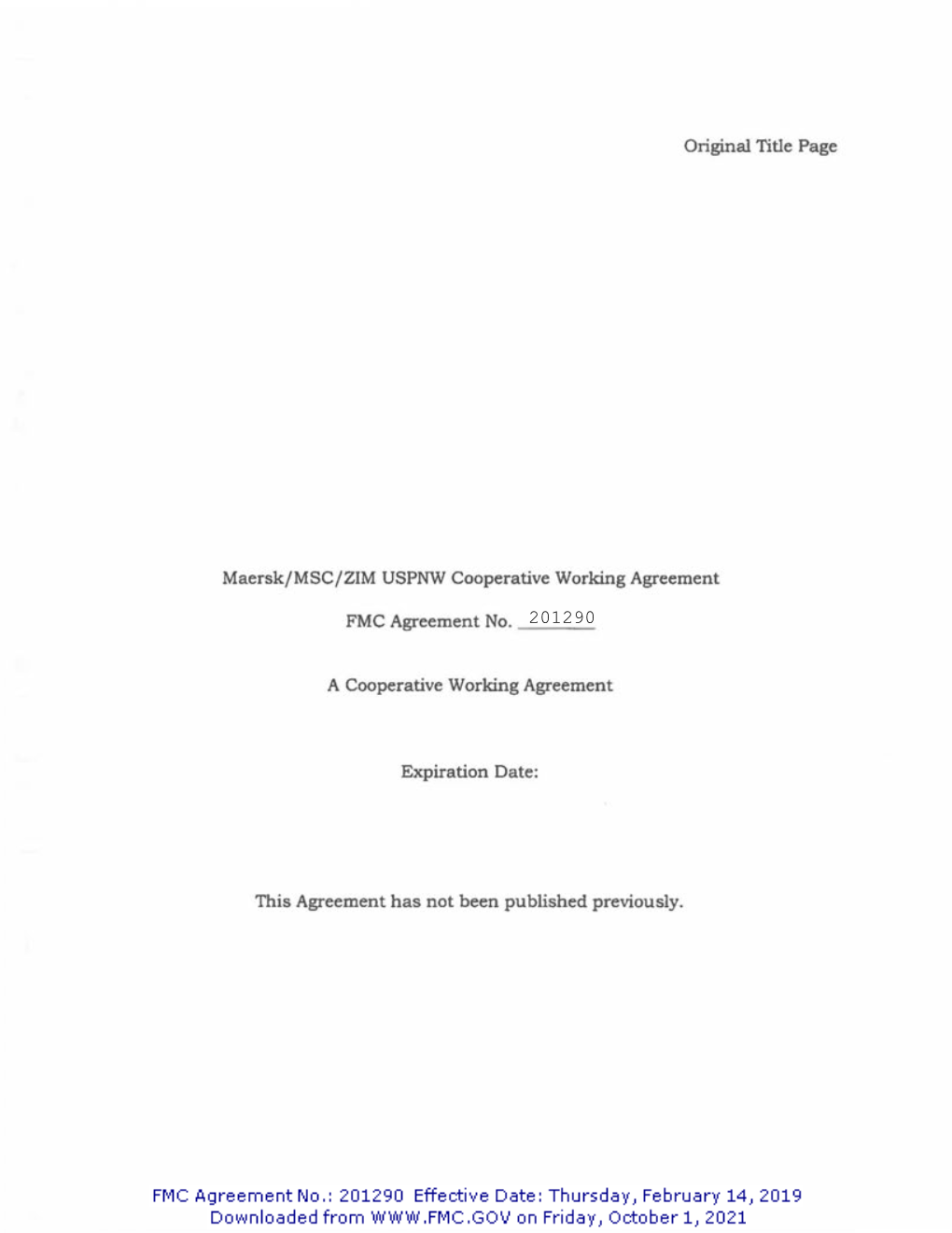 A Cooperative Working Agreement E