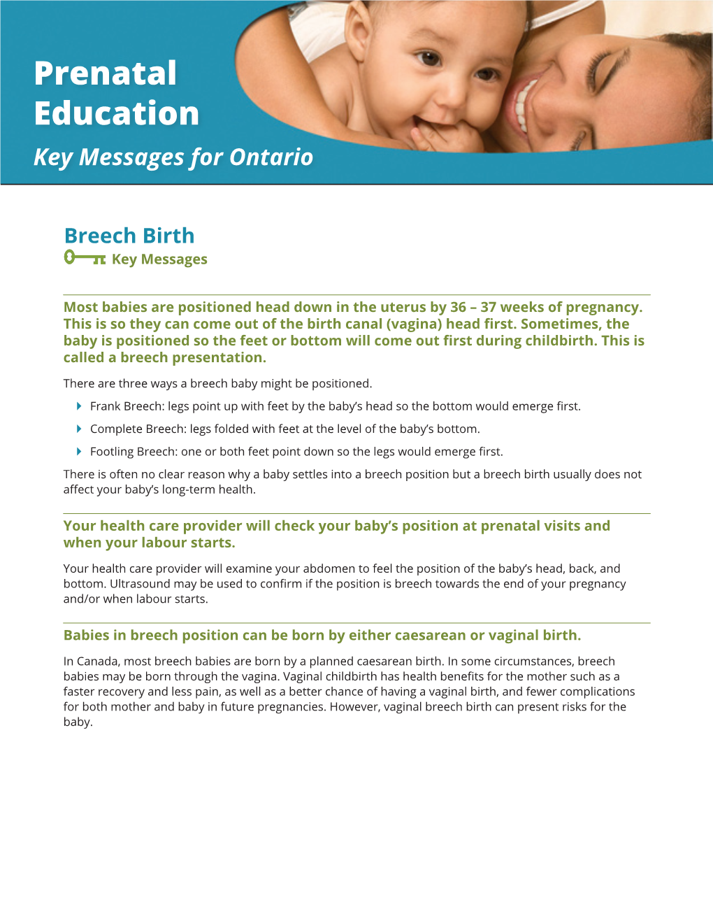 Breech Birth Key Messages