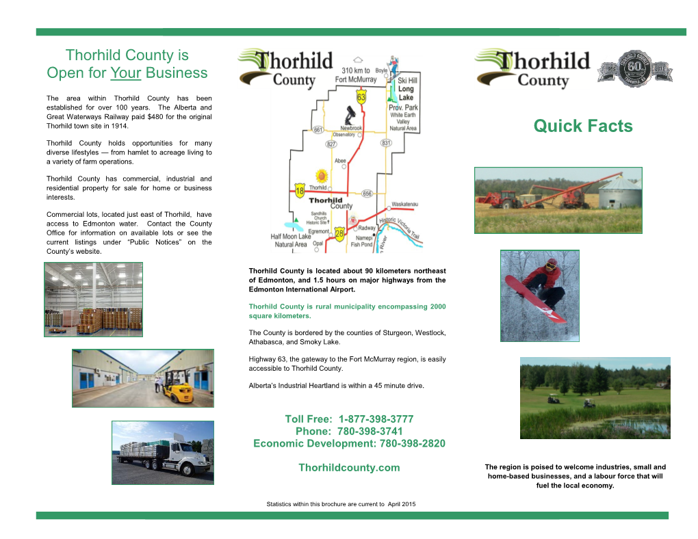 Doing Business Here-Quick Facts About Thorhild County