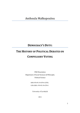Democracy's Duty: the History of Political Debates