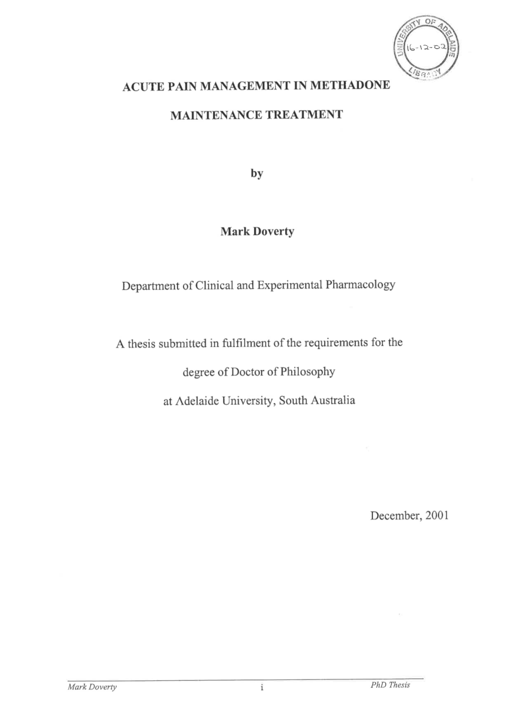 Acute Pain Management in Methadone Maintenance Treatment