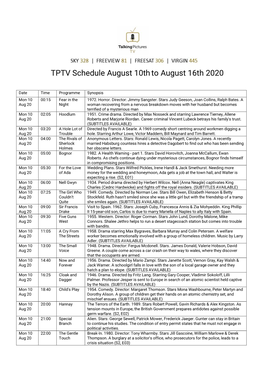 TPTV Schedule August 10Thto August 16Th 2020