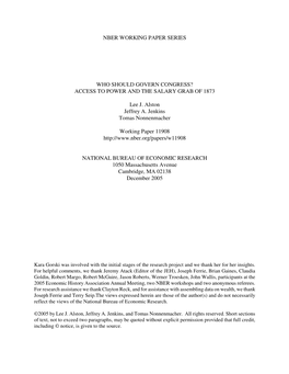 Who Should Govern Congress? Access to Power and the Salary Grab of 1873