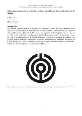 Influencia Del Patrimonio En La Identidad Gráfica Y Tipográfica Del Laboratorio De Formas De Galicia