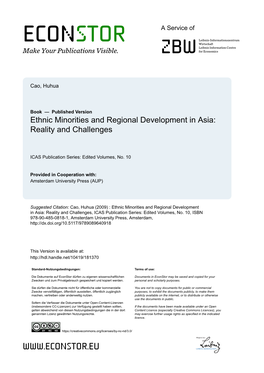 Ethnic Minorities and Regional Development in Asia: Reality and Challenges