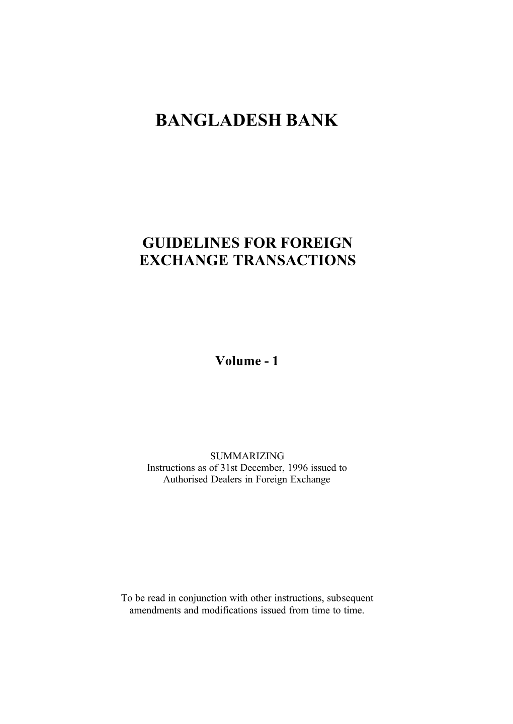 Guidelines for Foreign Exchange Transactions