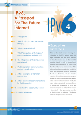 Ipv6, a Passport to the Future Internet