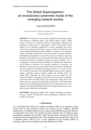 An Evolutionary-Cybernetic Model of the Emerging Network Society