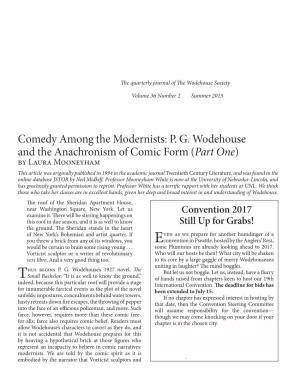 PG Wodehouse and the Anachronism of Comic Form (Part One)