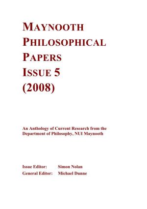 Maynooth Philosophical Papers Issue 5 (2008)