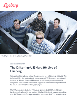 The Offspring (US) Klara För Live På Liseberg