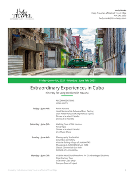 Cuba Sample Itinerary