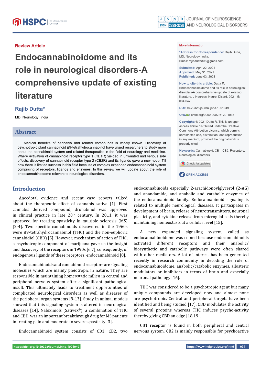 Endocannabinoidome and Its Role in Neurological Disorders-A Comprehensive Update of Existing Literature Literature