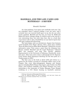 Baseball and the Law: Cases and Materials – a Review