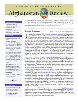 Afghanistan Review Week 04 25 January 2012 Comprehensive Information on Complex Crises