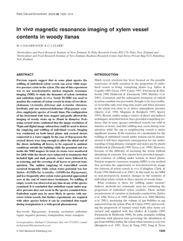 In Vivo Magnetic Resonance Imaging of Xylem Vessel Contents in Woody Lianas