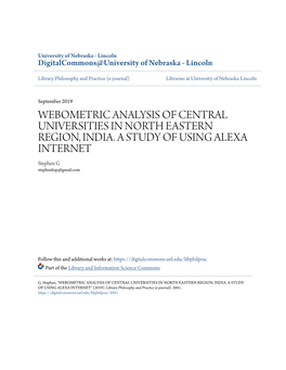 Webometric Analysis of Central Universities in North Eastern Region, India