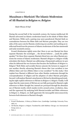 The Islamic Modernism of Ali Shariati in Religion Vs. Religion