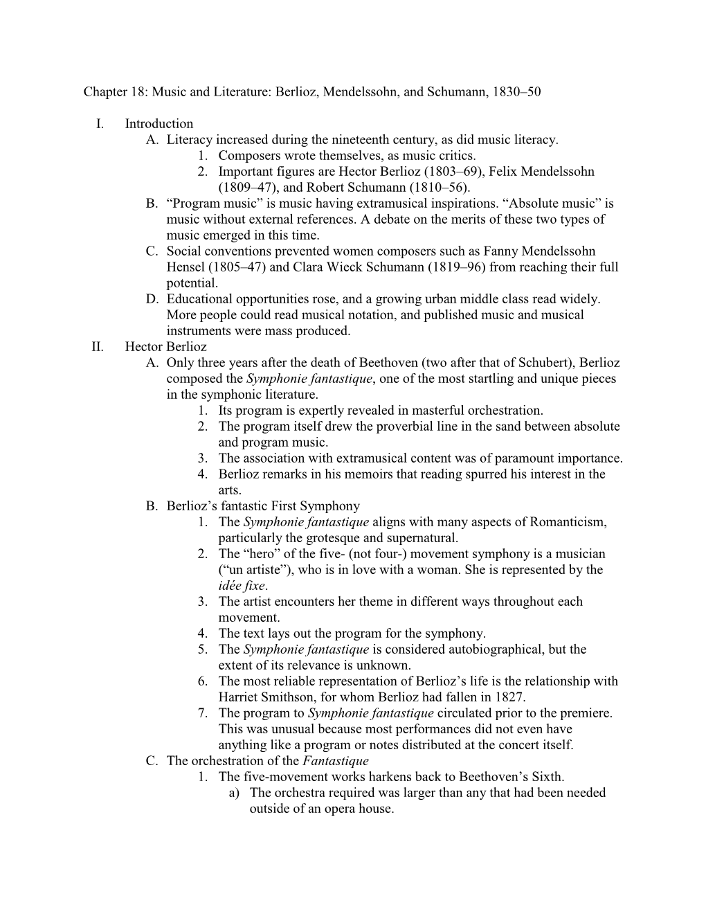 Chapter 18: Music and Literature: Berlioz, Mendelssohn, and Schumann, 1830–50