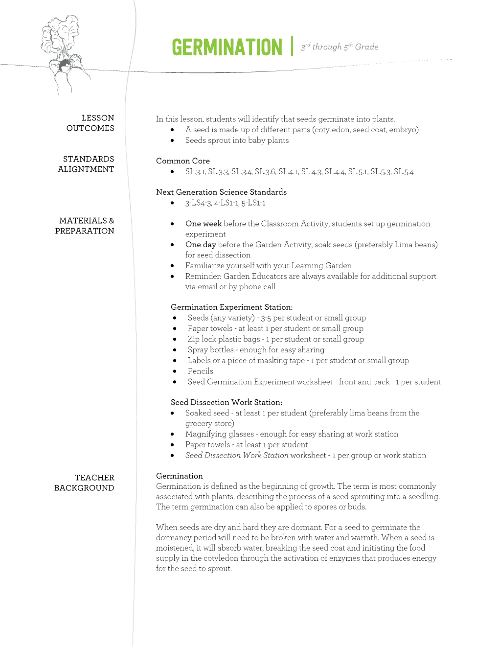 Germination | 3Rd Through 5Th Grade