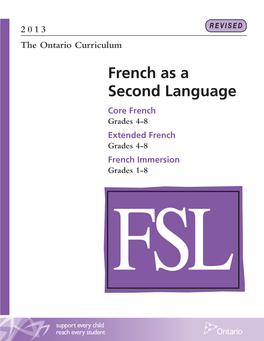 The Ontario Curriculum, French As a Second Language