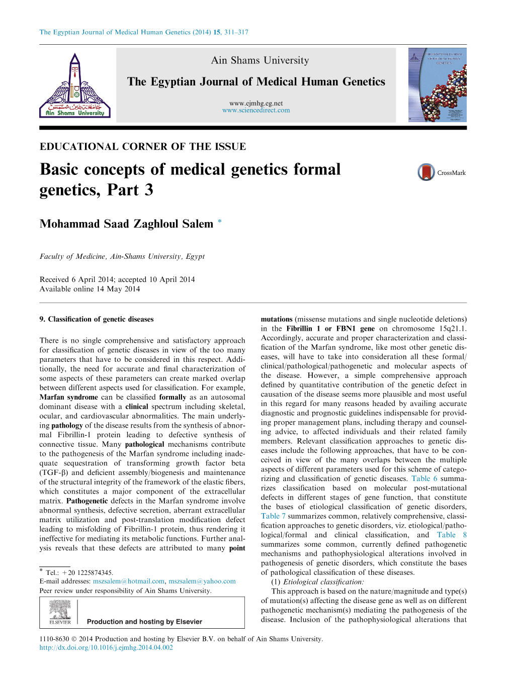 Basic Concepts of Medical Genetics Formal Genetics, Part 3