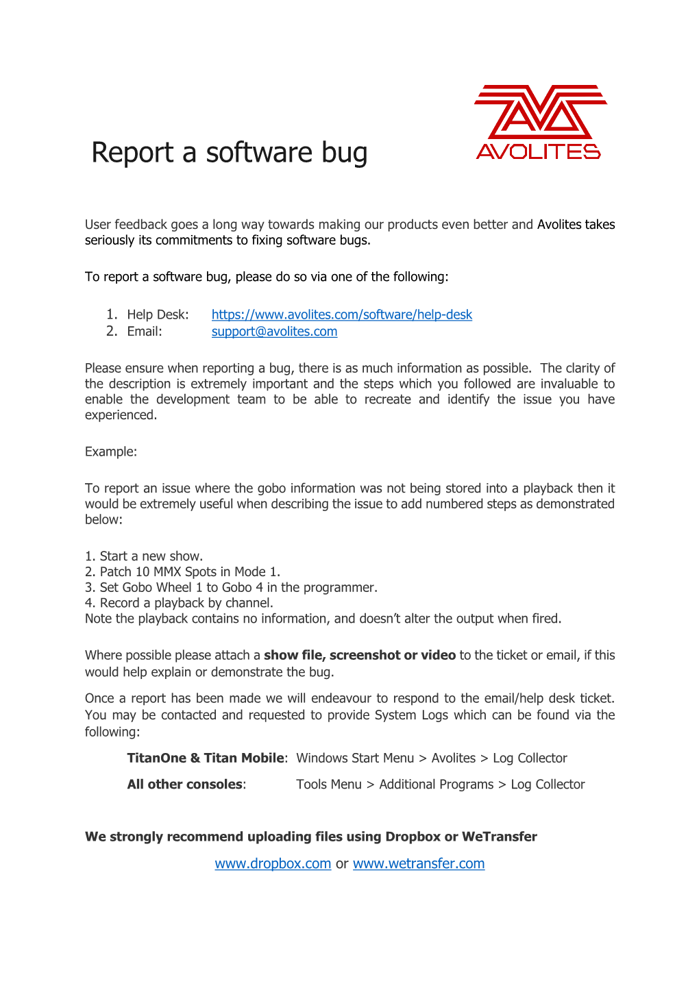 Reporting a Software