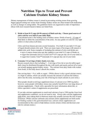 Nutrition Tips to Treat and Prevent Calcium Oxalate Kidney Stones