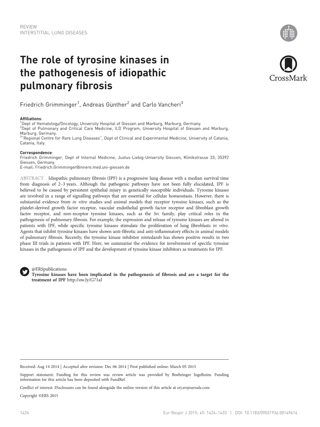 The Role of Tyrosine Kinases in The'pathogenesis of Idiopathic