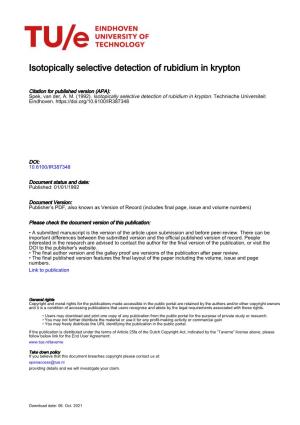 Isotopically Selective Detection of Rubidium in Krypton