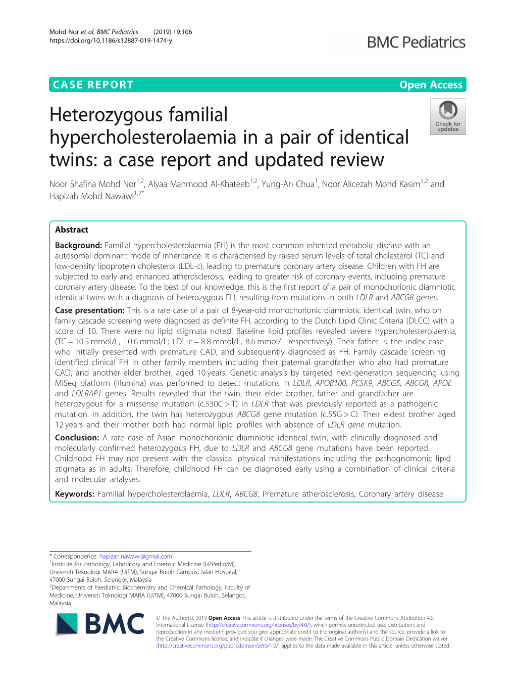 Heterozygous Familial Hypercholesterolaemia in a Pair Of