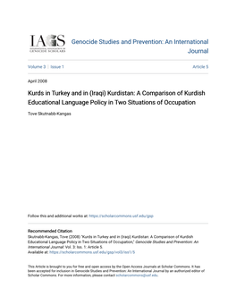 Kurds in Turkey and in (Iraqi) Kurdistan: a Comparison of Kurdish Educational Language Policy in Two Situations of Occupation