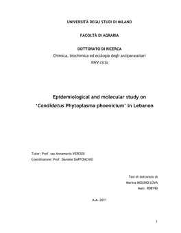 Candidatus Phytoplasma Phoenicium’ in Lebanon