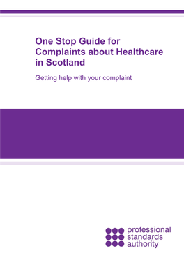 One Stop Guide for Complaints About Healthcare in Scotland