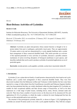 Host-Defense Activities of Cyclotides