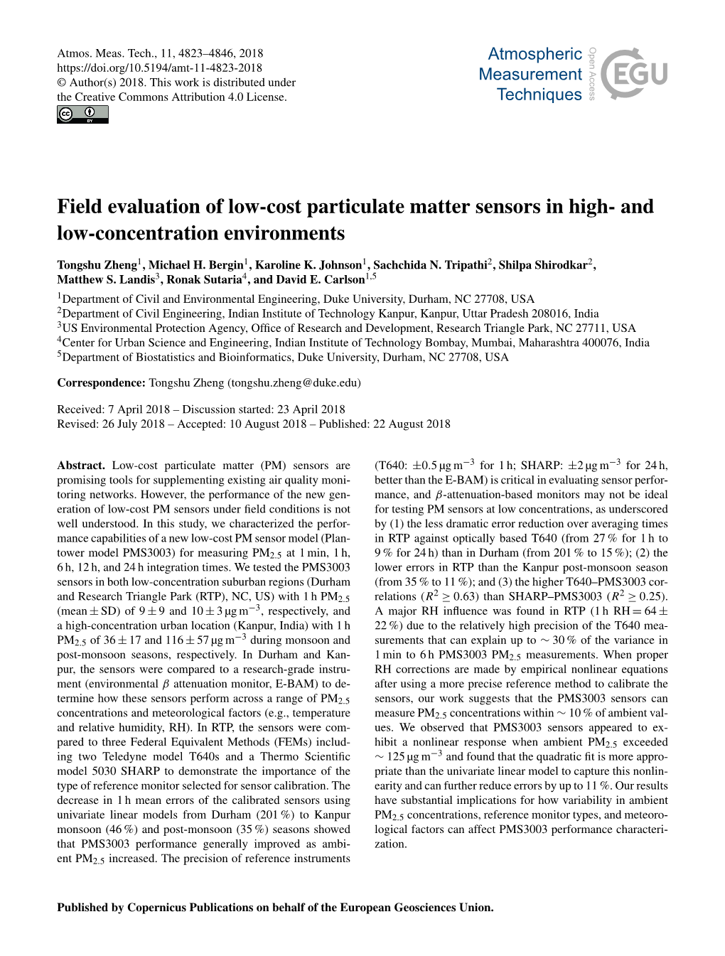 Field Evaluation of Low-Cost Particulate Matter Sensors in High- and Low-Concentration Environments