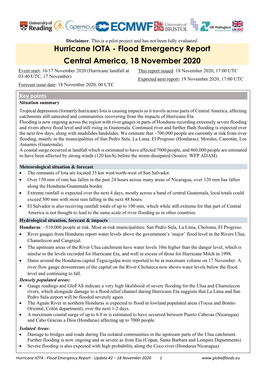 Flood Emergency Report Central America, 18 November 2020